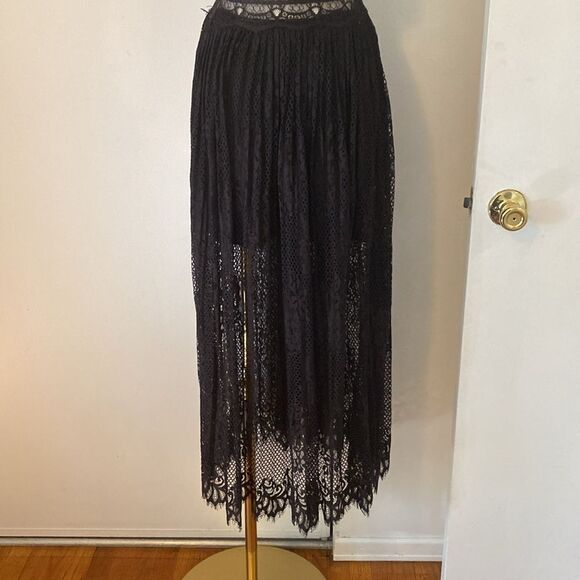 Zara Black Contrasting Lace Dress Midi Dress Size XS - Picture 6 of 14